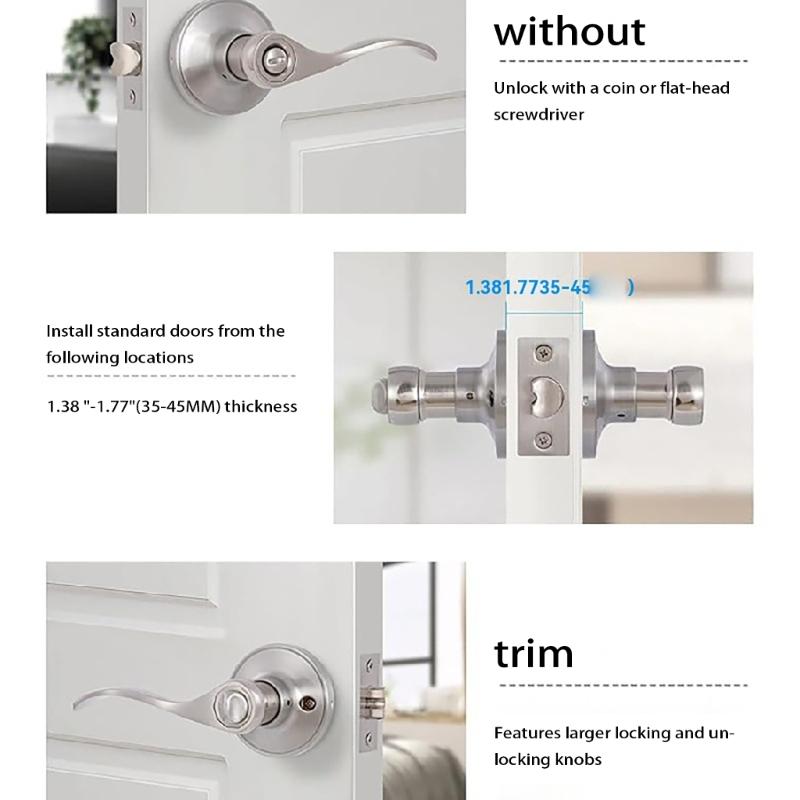 Steel Door Levers with Keyed Alike Entry Function Reversible Door Lock Adjustable Backset Lock for Front & Entrance Door
