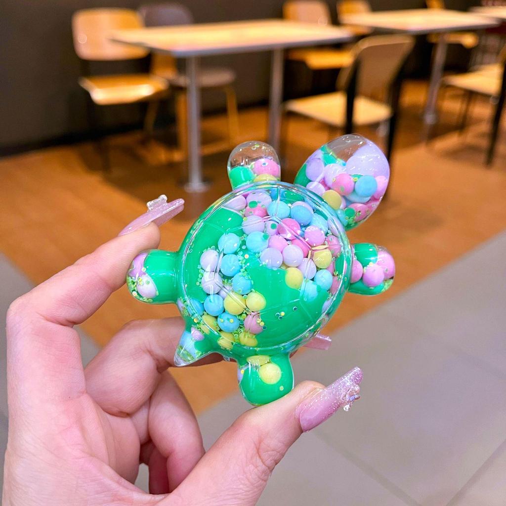 Creative Quicksand Turtle Keychain with Acrylic Macaron Colors and Large Display Stand