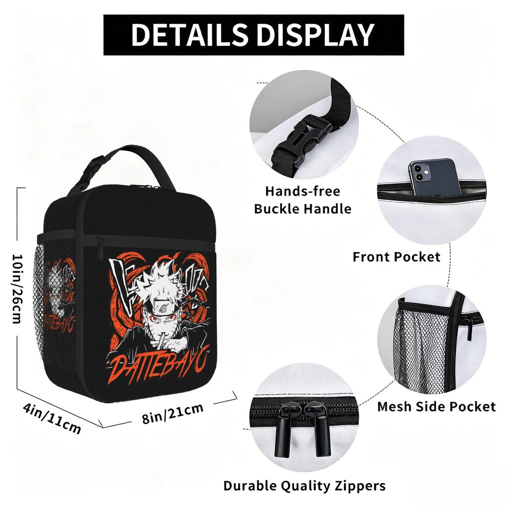 Naruto anime comic Insulated Lunch Bag Insulation Bento Pack Rice Bag bolsa Student Bento Lunch Handbag Insulation