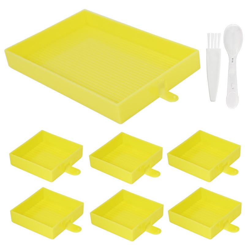 Set di Vaschette di Ordinamento per Pittura Diamante con 6 Vaschette Organizzatrici per Perline Scanalate Pennello e Cucchiaio per Arte con Strass Accessori per Artigianato Fai-da-te