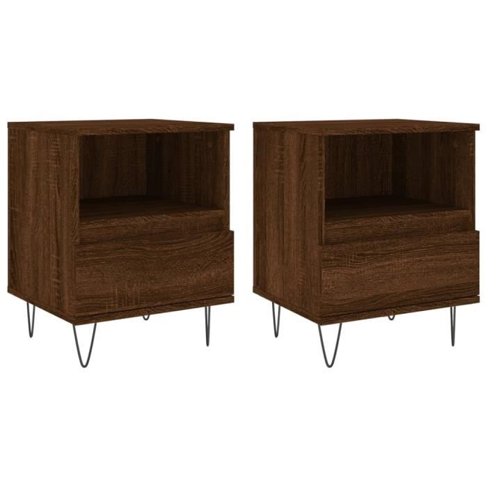 VidaXL Tables de chevet 2 pcs chêne marron 40x35x50 cm bois ingénierie 830635