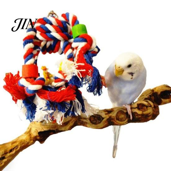 Chew Resistant Bird Toy Colorful Rope Parrot Toy, Cotton Biting Cage Accessory for Lovebird Budgie Cockatiel Parakeet Enrichment Anxiety Relief
