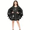 Black Shawl Halloween Spider Web Cloak Scary Poncho Cape Cosplay Party Costume  Halloween Costume