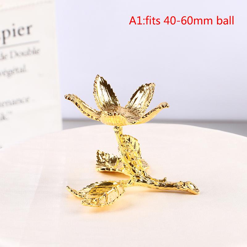 Ball Base Gold Sliver Tree Leaf Shape Metal Holder Sphere Stone Support