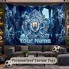 Manchester City Personalized Tapestry Support Custom Name, Wall Art Home Decoration