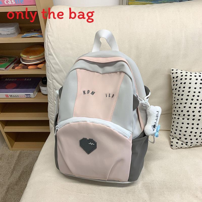 Backpack Casual Nylon With Letter Print Design And Heart Pattern School For