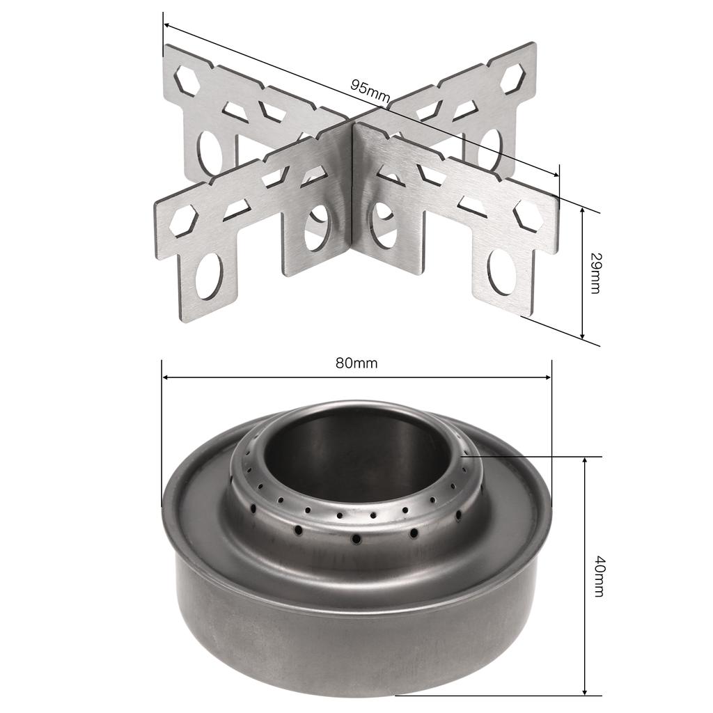 Lixada Outdoor Camping Stainless Steel/Titanium Mini Alcohol Stove with Cross Stand Stove Rack Support Stand For Hiking Picnic
