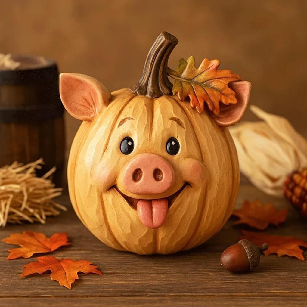 Cute Pumpkin Decoration, Fun Autumn Farm Animal Pumpkin and Easter. Dining Table Fireplace Center (Pig/Cow/Sheep)