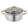 Li Lang Stainless Steel Divided Hot Pot with Glass Lid