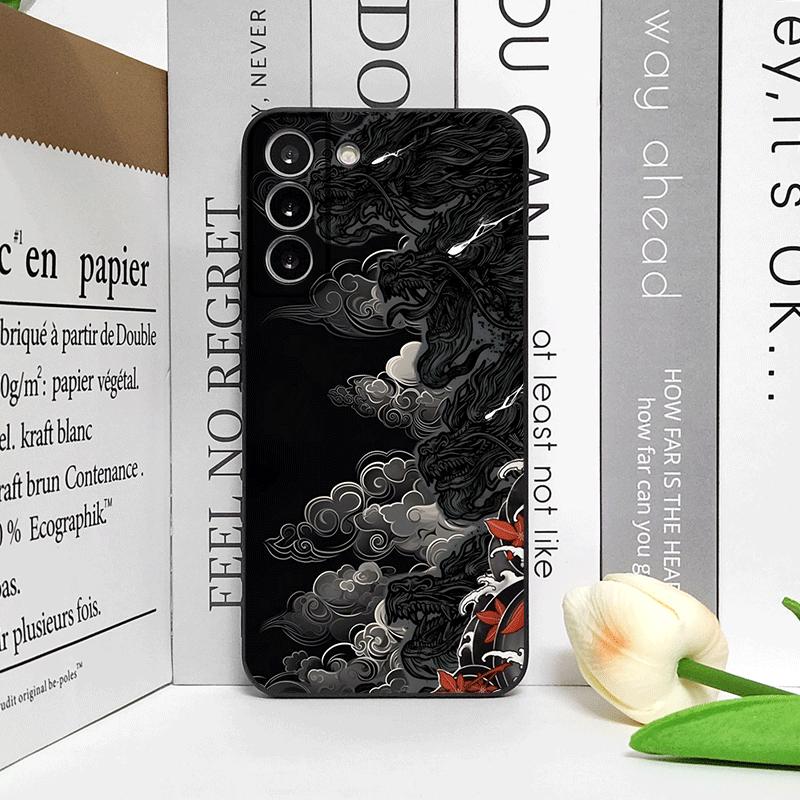 Ästhetische Stilvolle Coole Schwarze Drachen-Aufdruck Handyhülle für OnePlus 12 13 R 11 10 9 Pro Nord 4 2T CE5 CE2 ACE2 ACE3 5G Weiche Hülle