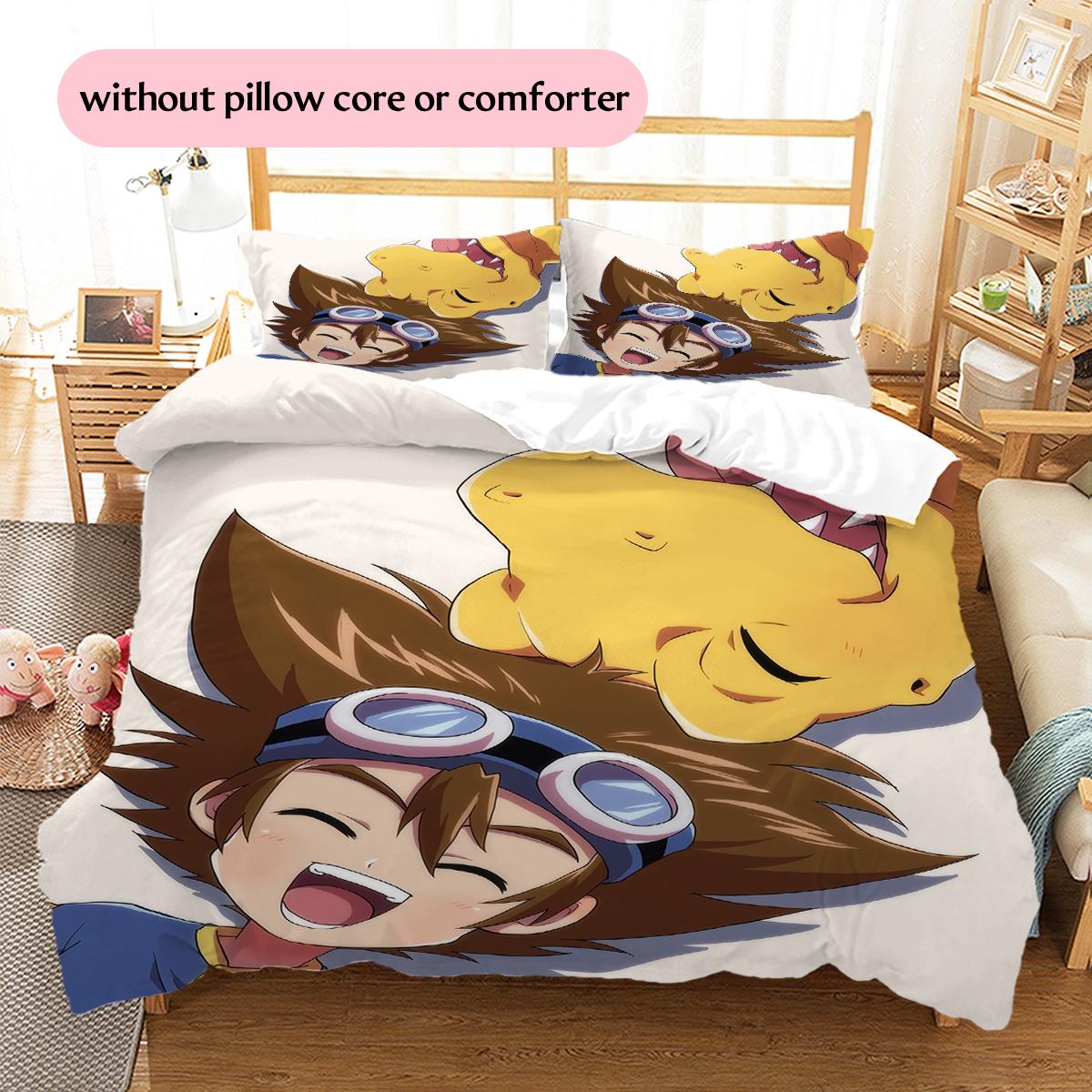 

DigimonPattern Bedding Quilt Set Home Decoration Gift (1 * duvet cover + 2 * pillowcase without core) 135x200cm