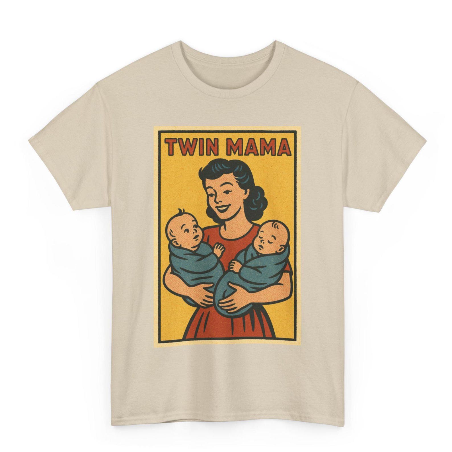 Twin Mama T-Shirt: Retro Comic Supermom Graphic Tee 2XL