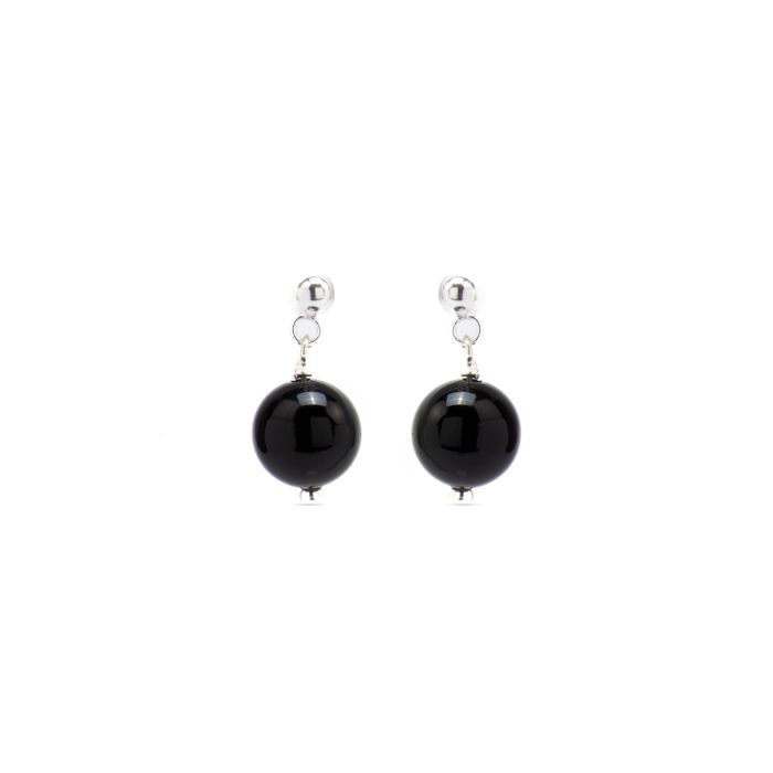 Boucles d'oreilles - LUXENTER - Coleki - Métal 925 - Onyx - Clou/Puce