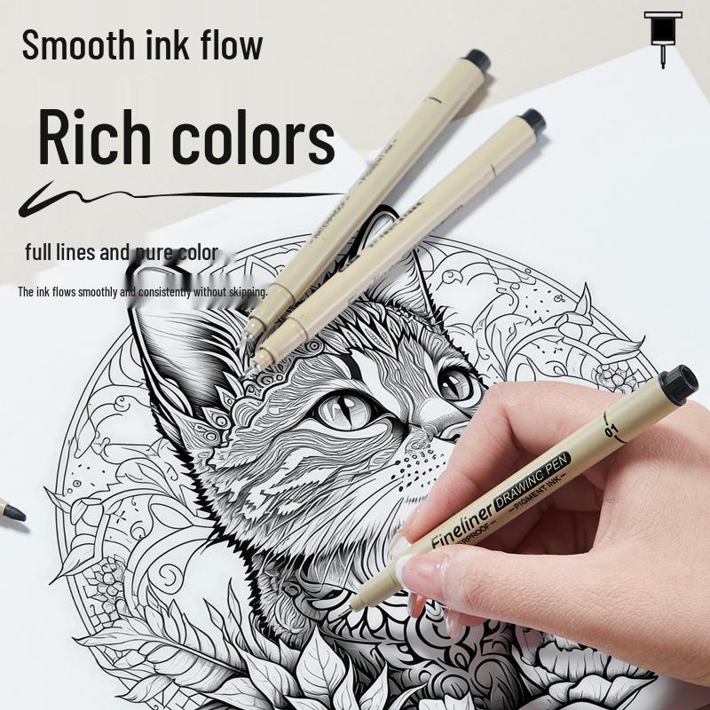 Black Fine-Liner Pen Set for Art, Hand-Painting, and Manga - Needle Tip for Detailed Line Work