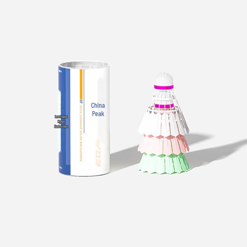 PEAK Luminous Nylon Badminton Shuttlecocks, Windproof, Durable 12-Pack for Indoor and Outdoor Competition/Training.