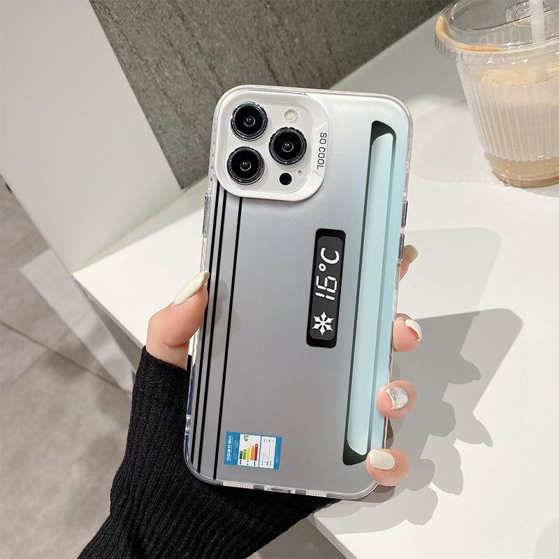 Mobile Phone Case Summer Creative Air Conditioner for IPhone15pro Color Silver Case 13/14pm for Apple Phone Protective Case