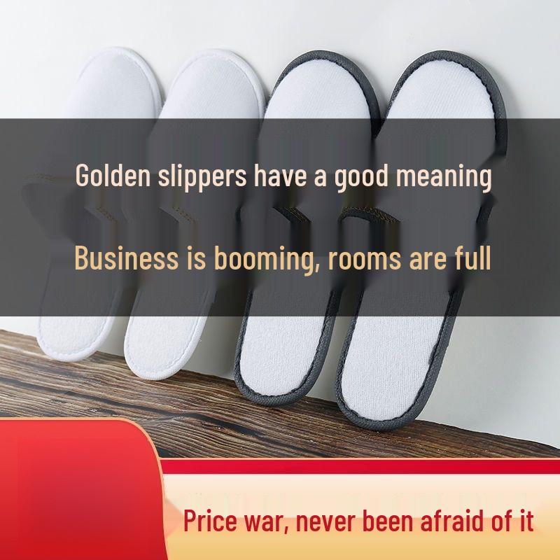 Customizable Gold-Edge Disposable Slippers for Hotels & Travel