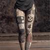 Vintage 3D kötött leggings nőknek gótikus mintával magas derék szűk nadrág Y2K punk utcai viselet rugalmas karcsúsított nadrág