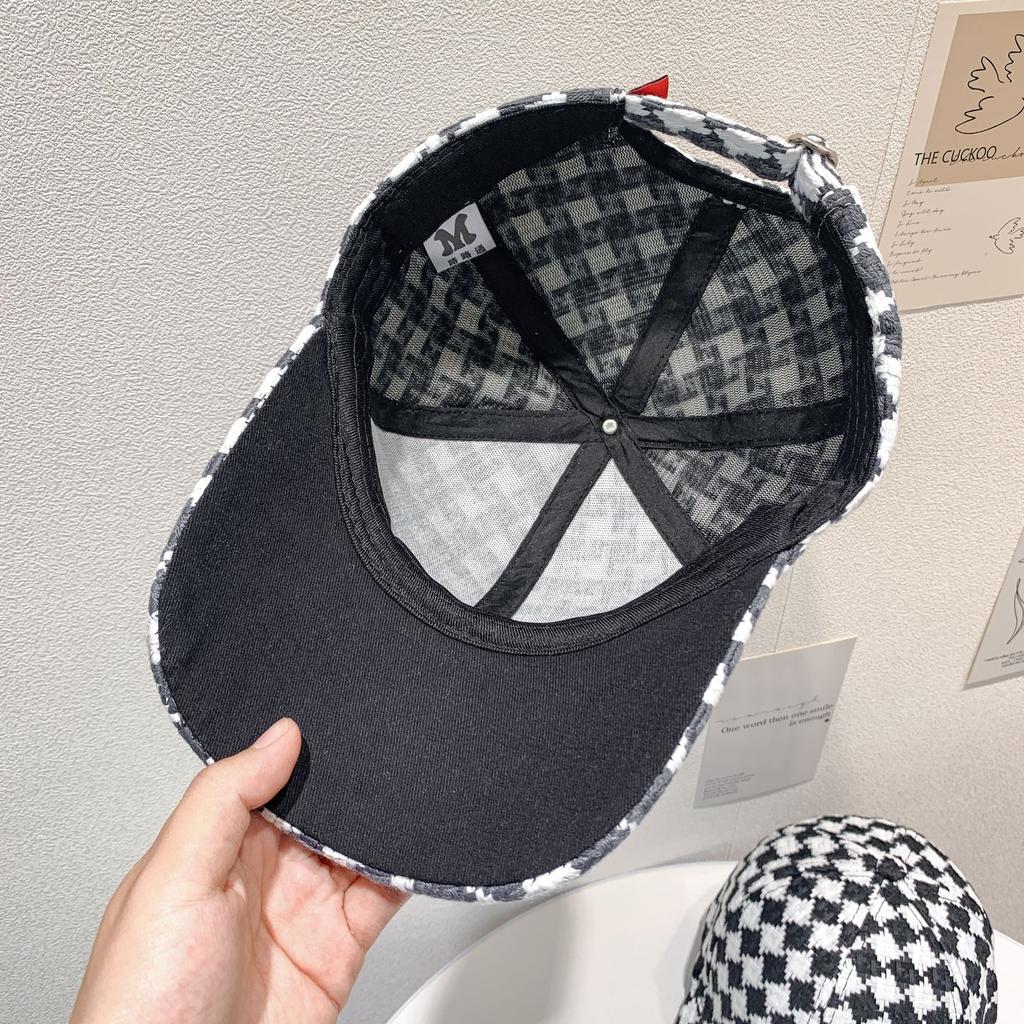 Adjustable Classic Checkered Print Baseball Cap - Lightweight, Sun Protective, Trendy Color Block Design for Womens Daily Use