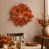 Door Wreath with Maple Leaves and Berries Artificial Fall Plump for Porch