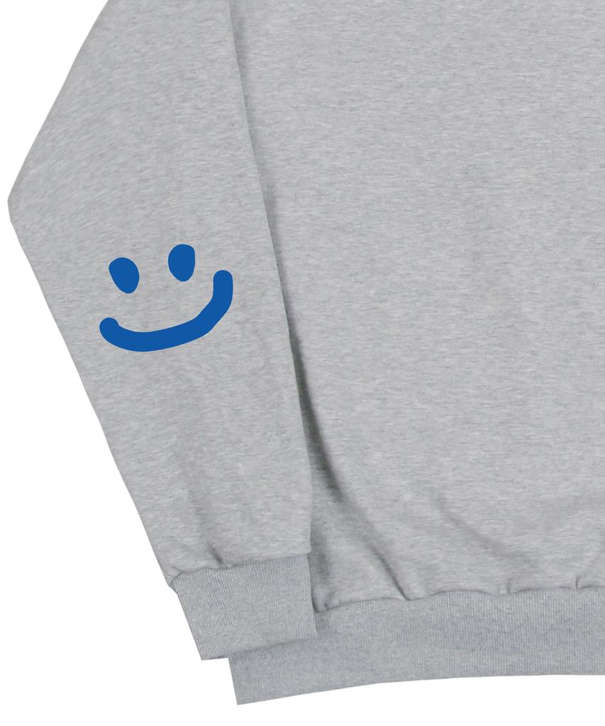 GRAVER [Unisex] Elbow Smile Drawing Sweatshirt_Gray/Blue Logo
