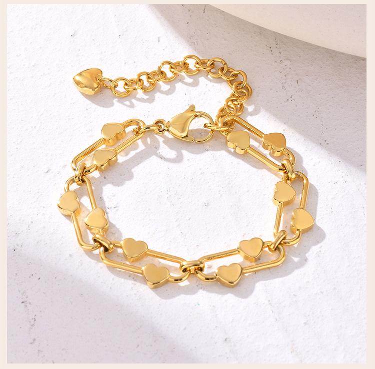 Waterproof Heart Chain Paperclip Link Bracelet For Women, Statement Stainless Steel Adjustable, Non Tarnish Jewelry