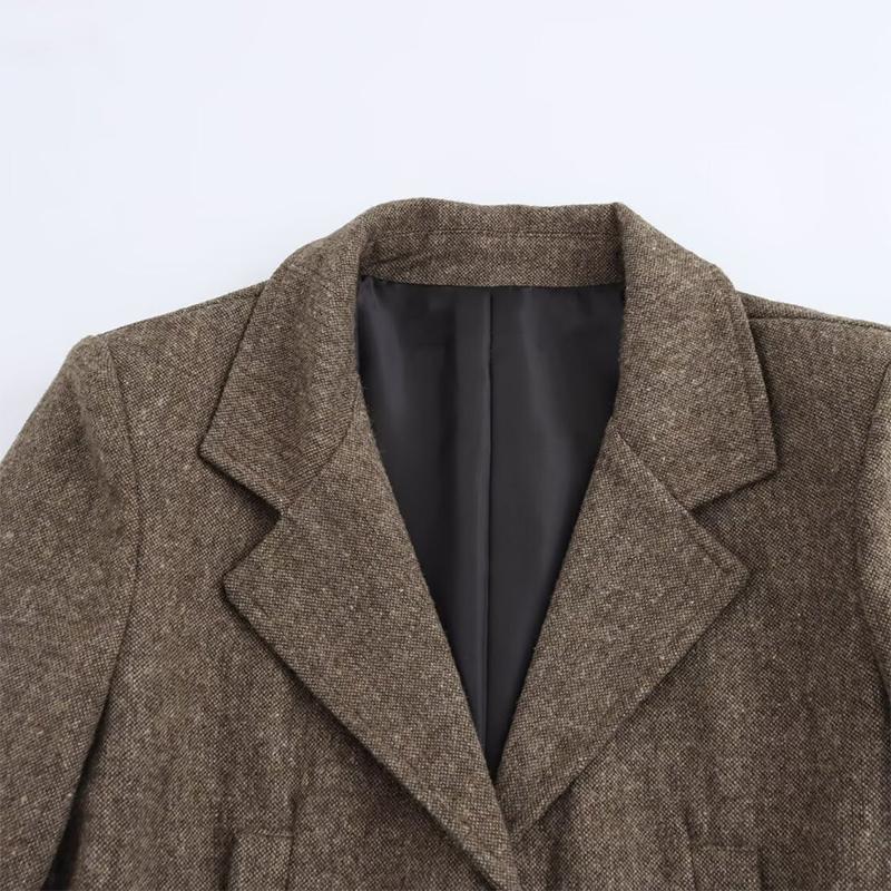 Women's Versatile Vintage Slim Suit Set Autumn Winter Long Sleeve Lapel Single Breasted Jacket Straight Leg Pants Two Piece Sets