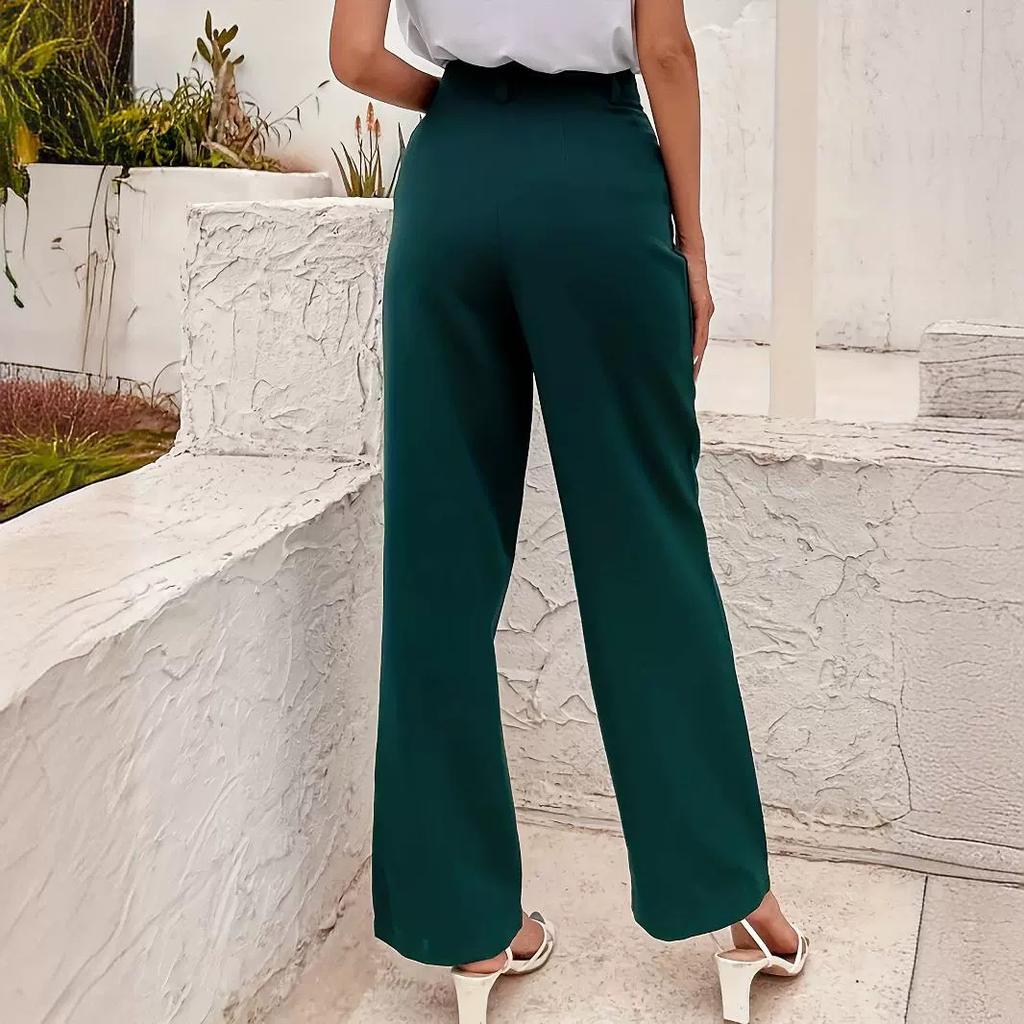 GMXIA Style Commuter Elegant High-waisted Wide-leg Straight Leg Casual Pants