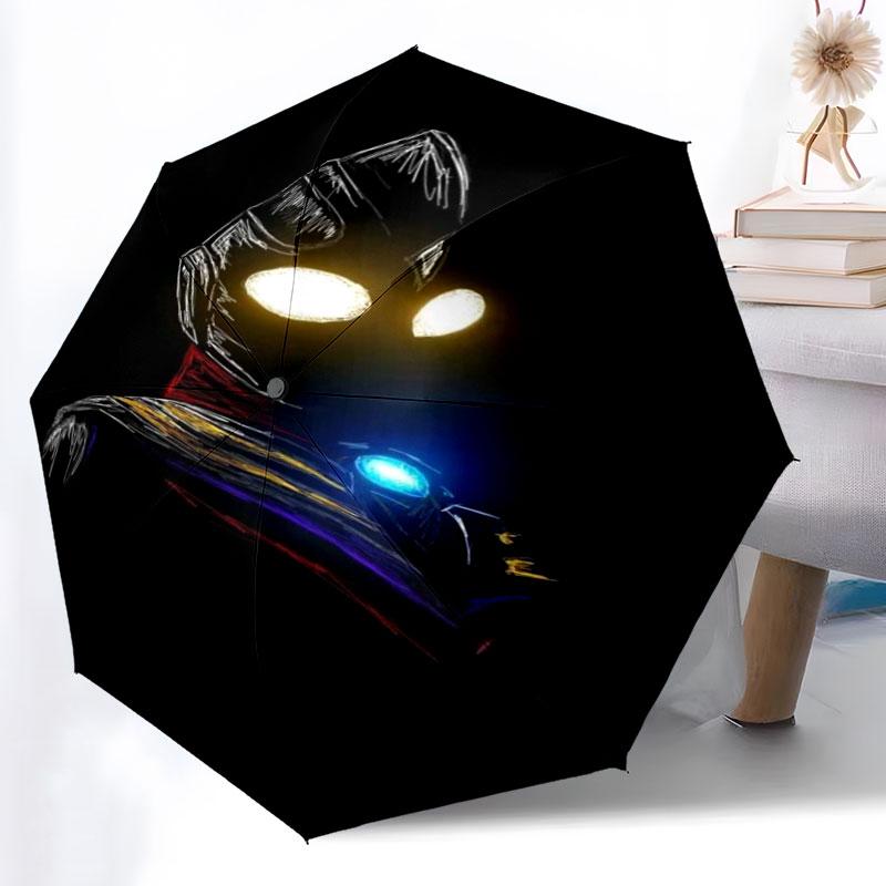 Kawaii Anime Ultraman Umbrella Windproof Waterproof Folding Umbrella Sunshade UV Protection Umbrella For Kids Boys Outdoor Daily (as the picture,iron&8K)