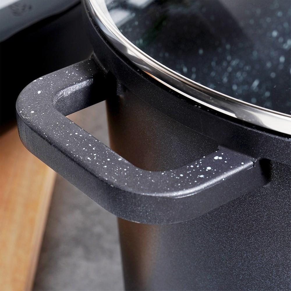 Granittopf mit Glasdeckel, hoch, GRANDE, 7,6 l