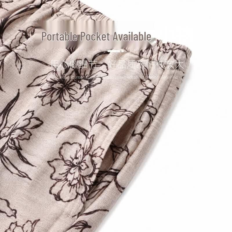 Datang Madam Summer Floral Print Two-Piece Dress Set for Middle-Aged Women