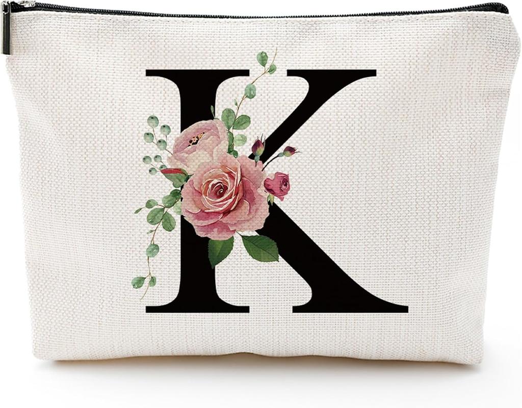 A Z Personalized Letter Makeup Bag Monogrammed Bridesmaid Gifts Presents Cosmetic Bag Portable Storage Organizer Pouch Travel