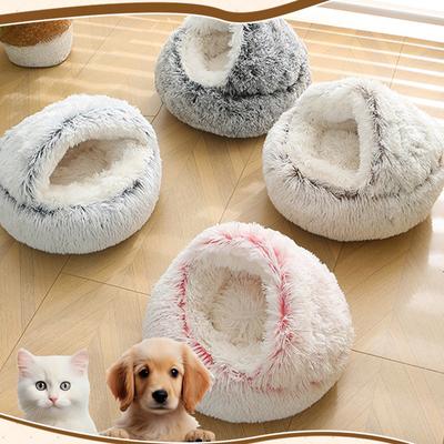 Semi Closed Soft Cat Nest, Plush Warm Small Dog Pet Nest, Dog Bed, Closed Cat Nest, Shell Pet Nest