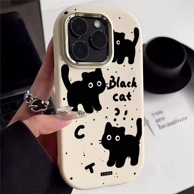 Case Cover for Infinix Hot 40 Pro 30i 40i Note 30 Zero 30 4G Tecno Spark 20 20C GO 2024 2023 Smart 8 7 Cute Black Cat Soft Case