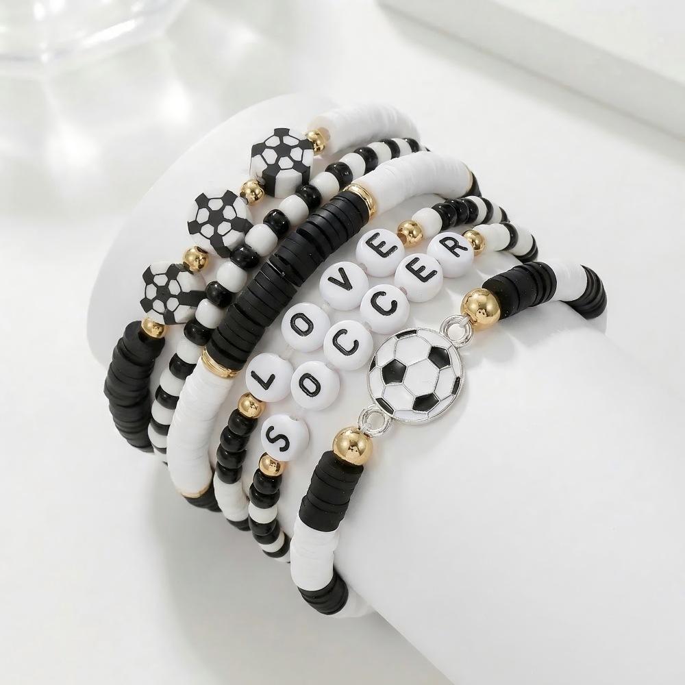 World Cup-themed explosive bracelet set, English alphabet beaded national flag alloy pendant jewelry