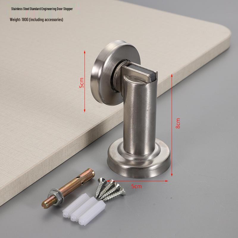 304 Stainless Steel Magnetic Door Stopper – Thickened Anti-Collision Design, High-Grade Black Wall Suction for Room