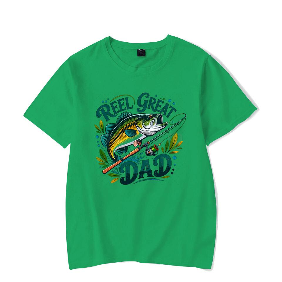 Reel Great Dad Graphic T Shirts for Men Fishing Life Funny Short Sleeve Tee Shirt Fishing Lovers Trendy Dad Design Summer Tops
