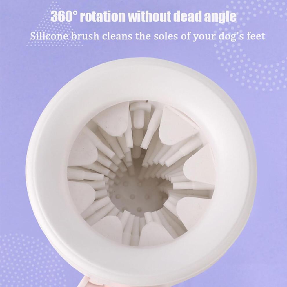 Dog Paw Cleaner 360 Rotation Portable Automatic Soft Silicone Dog Foot Washer in Pink with Handle Pressure Massage