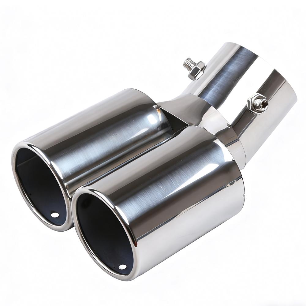 

Car Accessories Stainless Steel Adjustable Dual Exhaust Tip Universal Car Tailpipe for Exhaust Modification & Decoration Silver Bending
