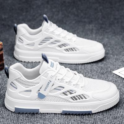 Herrenschuhe Sommer Atmungsaktiv Trendig Mesh Sportlich Lässig Board Schuhe Herren Vielseitig Tide Schuhe Verschleißfest Rutschfest Weißes Mesh-Oberflächenschuhe