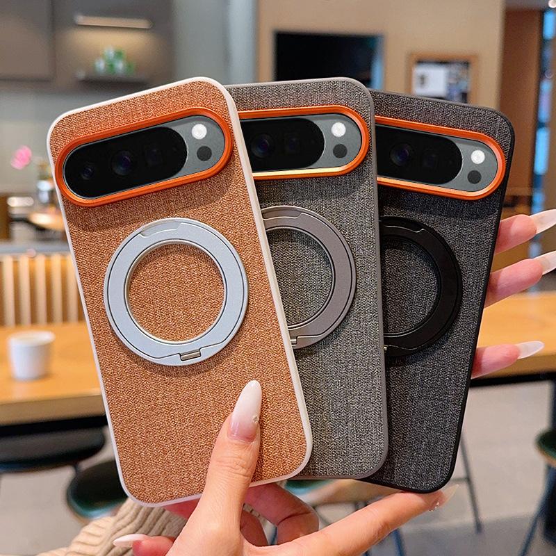 Shockproof Magnetic Case With Adjustable Kickstand For Google Pixel 10 Pro XL 10A Luxury Cloth Metal Lens Protective Back Cover