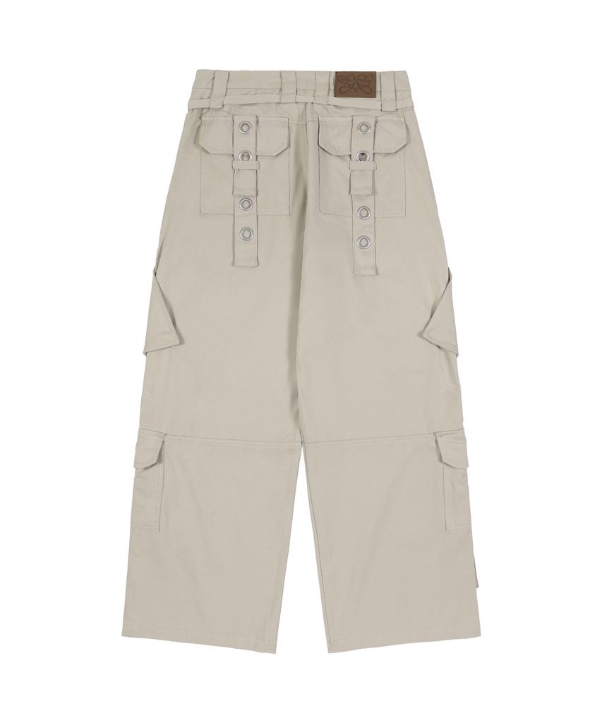 FANCY CLUB Detachable Cargo Strap Pants (Beige) F25Zd978