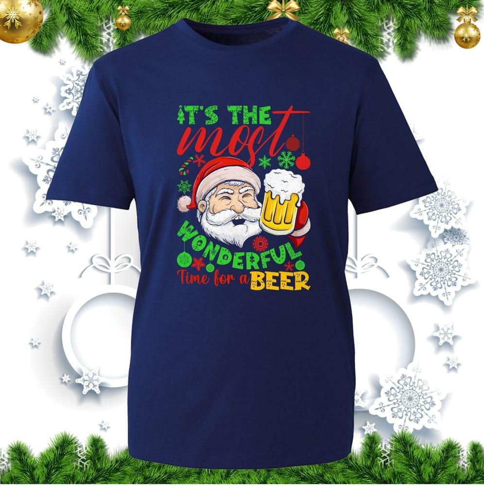 Its The Most Wonderful Time For A Beer Christmas TShirt Santa Drinking Beer S