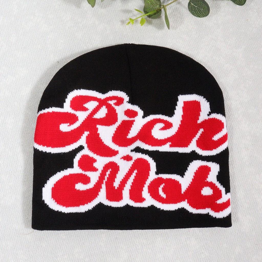 Blocked Fashion Color Letter Pattern Neutral Casual Warm Knitted Hat Autumn For