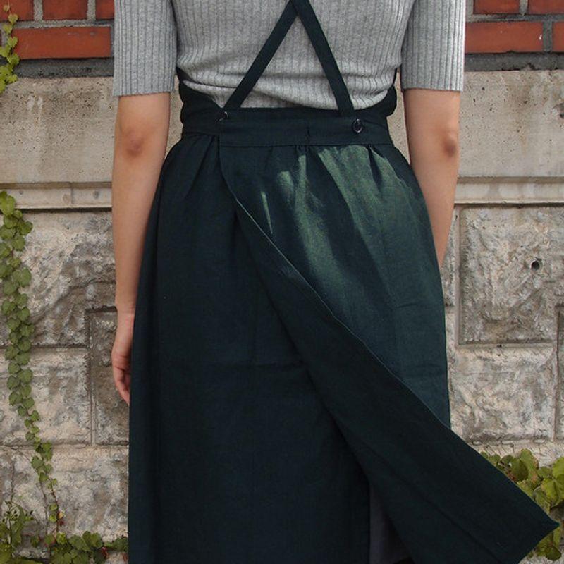 Mindwise Linen Full Skirt Apron (Dark Green)