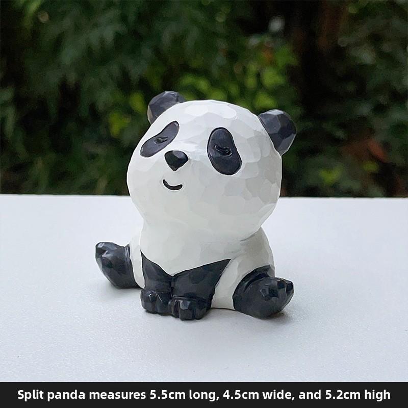 Little Panda Handmade Figurine, Cute Cake for Car Decoration, Tabletop Resin Small Handicraft, Small Animal Toy