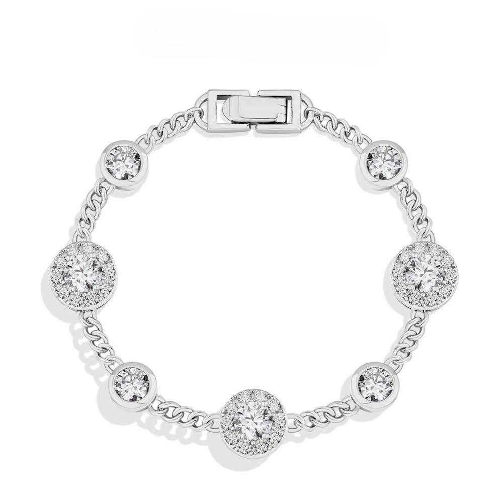 

Luxury Moissanite Bracelet for Women S925 Silver Yellow Gold Plated Round Halo D Colo Diamond Wedding Jewelry New белого золота