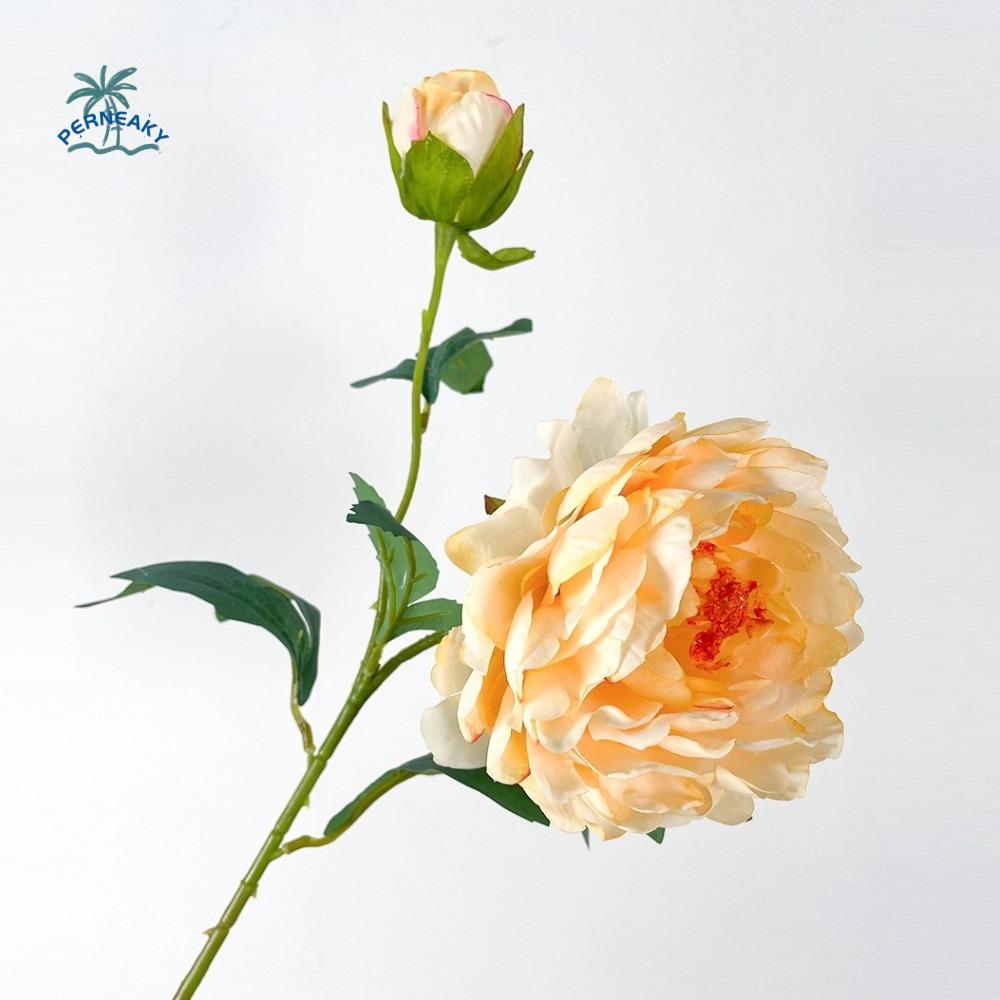 2 Heads Silk Peony Fake Flowers Silk Cloth 68cm Length Simulation Peony Flower Real Touch Fake Flowers Bouquet Table Centerpiece