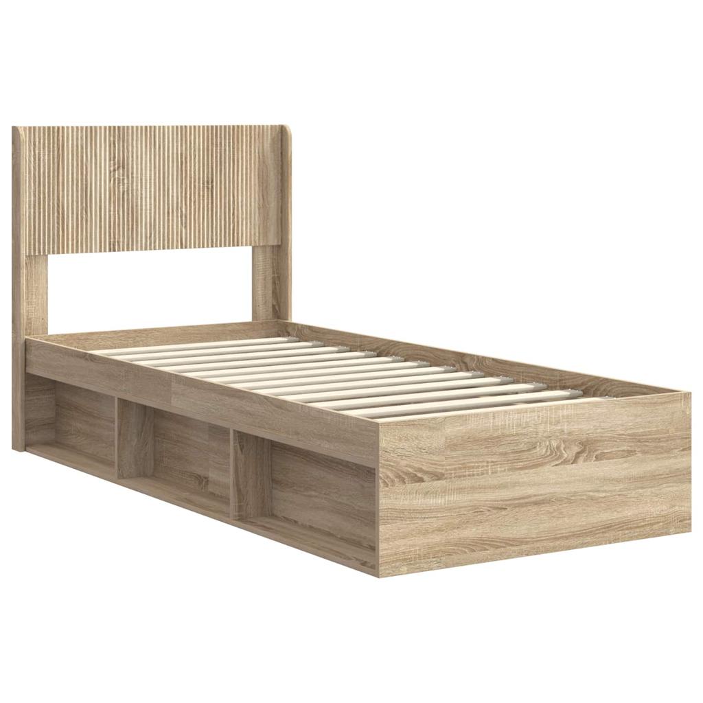 Bed Frame with Storage Space and Headboard Sonoma Oak 90 x 190 cm