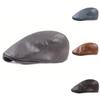 Solid Color Painter Cap PU Leather Newsboy Caps Higher Quality Beret Hat  Women Men